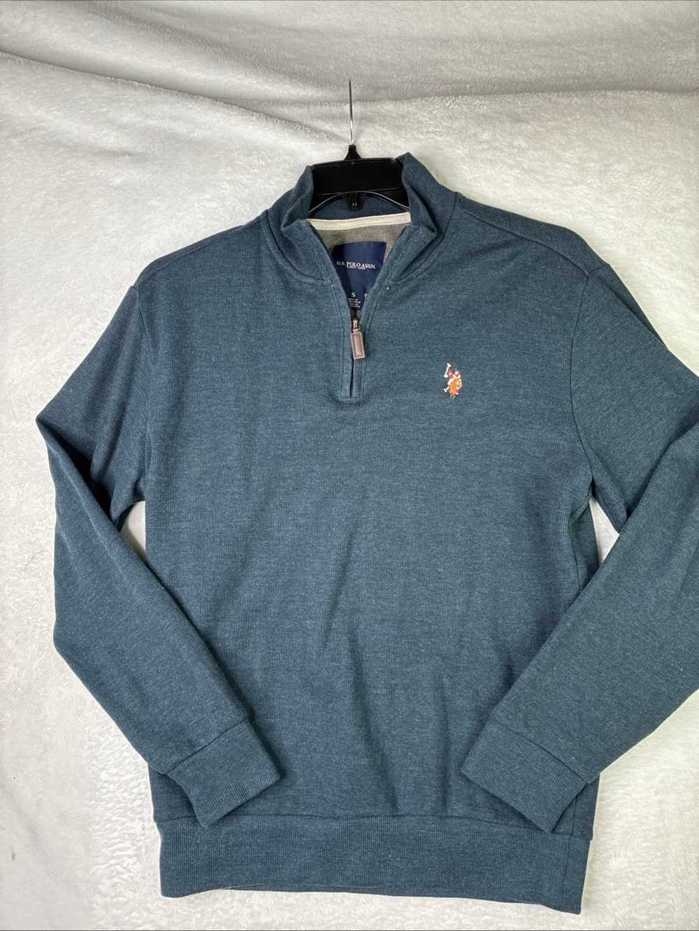 Polo by Ralph Lauren Men's Slate Blue Heather Quarter-Zip Pullover